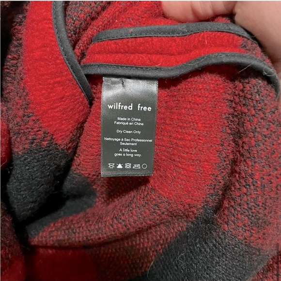 Aritzia Wilfred Free Off-Duty Buffalo Plaid Wool Jacket in Red / Black sz XSmall - Picture 12 of 16